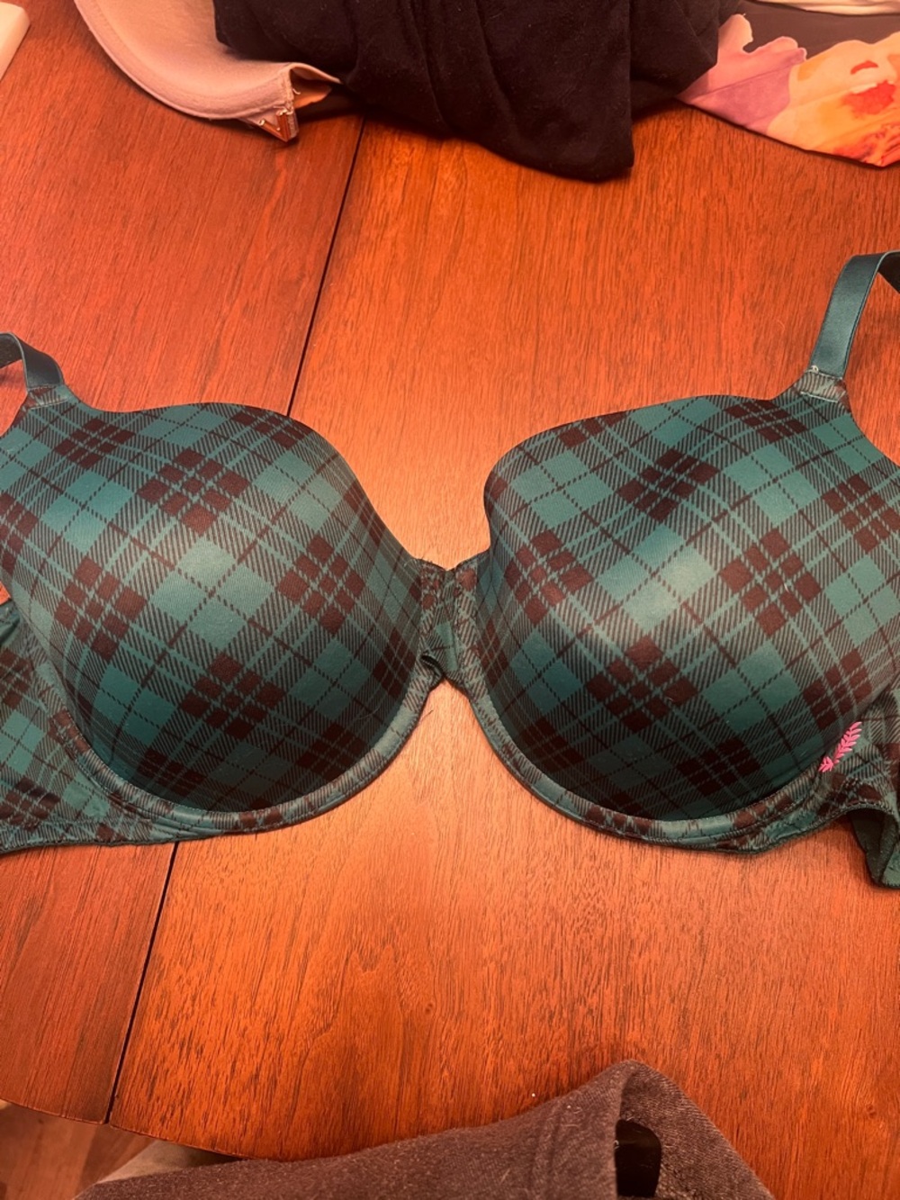 PINK Victoria's Secret Teal Plaid T-Shirt Bra